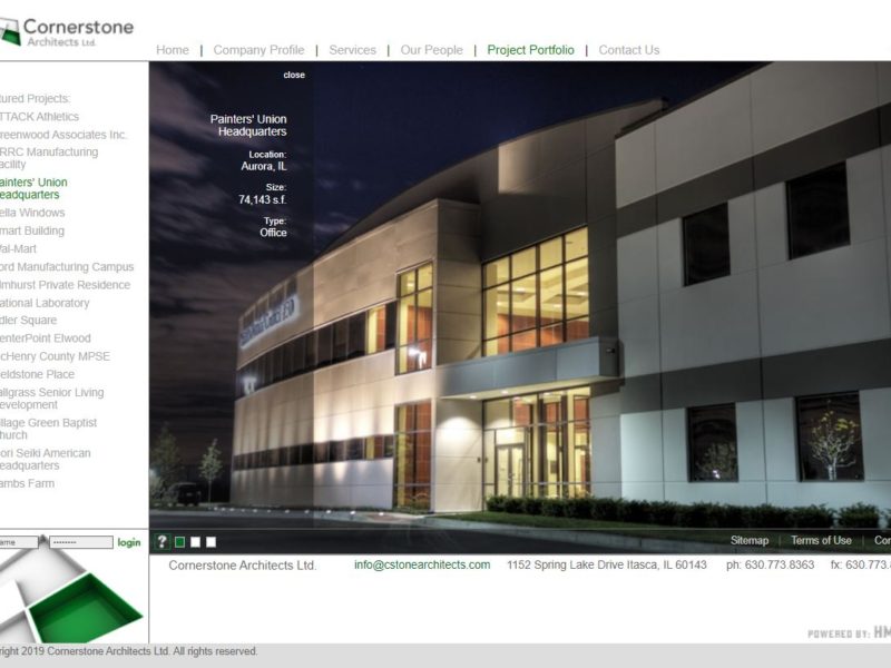 Cornerstone website portfolio page