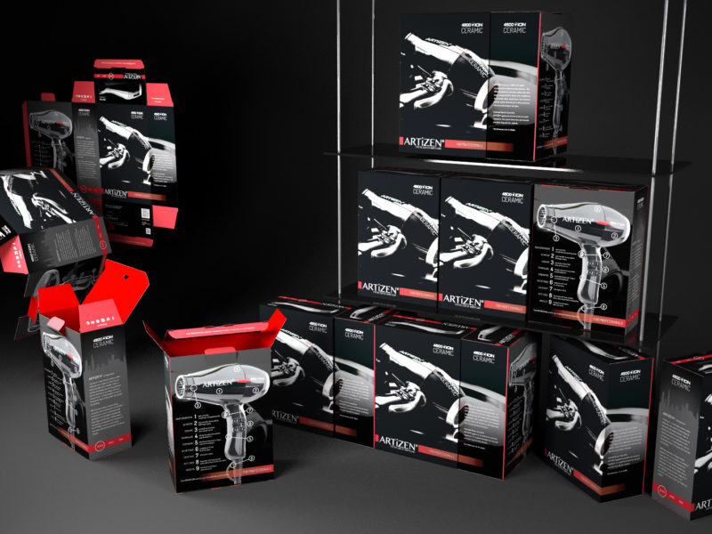 4500 Ion Blowdryer package redesign for Artizen